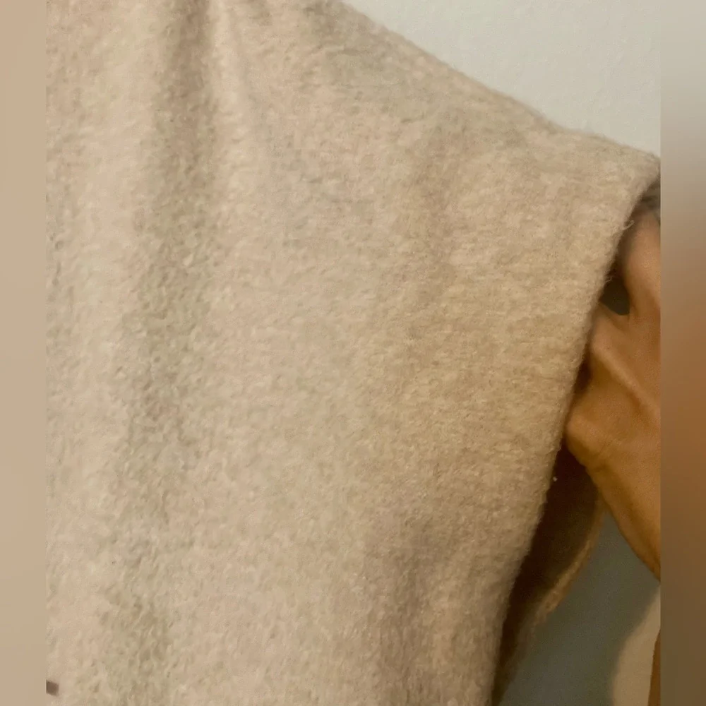 Faherty Park City Oversized Poncho Sweater XS/S Cream Brown Wool Blend Boho Chic - Picture 4 of 7